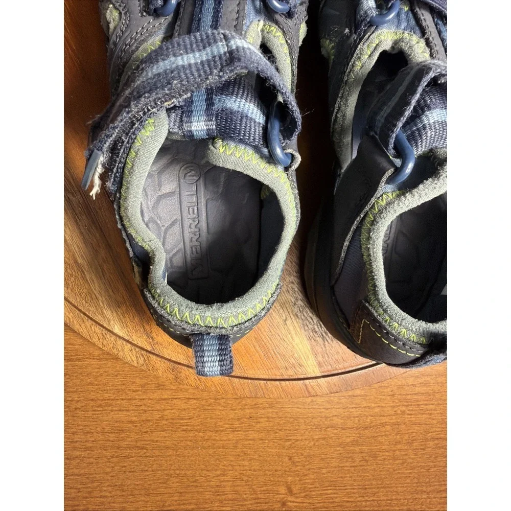 Merrell Hydro Hiker Sandals Youth Boys Size 1 Navy Green Waterproof Hiking Shoes